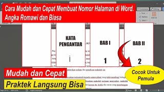 Cara Mudah dan cepat membuat nomor halaman di word angka Romawi dan Biasa [upl. by Lafleur]