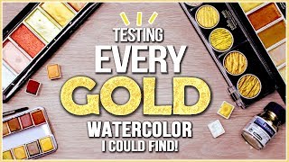 Testing EVERY GOLD Metallic Watercolor Paint I Could Find [upl. by Ahsin]