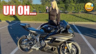 SHE GAVE ME THE KEYS TO HER YAMAHA R7 😳  First Ride amp Review [upl. by Eelsew366]