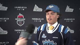 2024 QMJHL Draft  Jayden Plouffe after being drafted by the Chicoutimi Saguenéens [upl. by Jazmin]