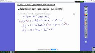 Differentiation from 1st principles WJEC Additional Maths [upl. by Jemmy]