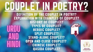 Couplet In Poetry  Heroic couplet  open and close couplet  split and stand alone couplet  PDF [upl. by Pooh448]