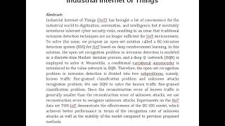 Deep Q Network Based Open Set Intrusion Detection Solution for Industrial Internet of Things [upl. by Collbaith]