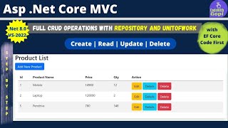 Client Side Validations  CRUD Operations in ASpNet Core with Unit of work  Repository Pattern [upl. by Wendye]