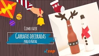 Como fazer garrafas decoradas para o Natal  Faça Você Mesmo [upl. by Ijar193]