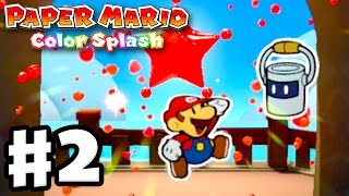 Paper Mario Color Splash  Gameplay Walkthrough Part 2  First Mini Paint Star Nintendo Wii U [upl. by Kronick300]