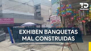 Comerciantes denuncian banquetas mal construidas en el centro de Monterrey [upl. by Stickney413]