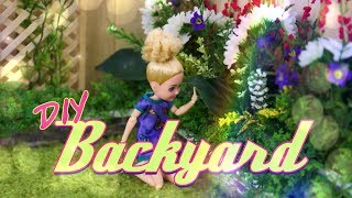 DIY  How to Make Doll Backyard  Real Sliding Door  Fluffy Grass  Lattice amp more [upl. by Eanehs921]