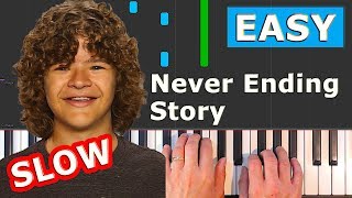 Never Ending Story  EASY Piano Tutorial SLOW  Stranger Things how to play [upl. by Miehar]