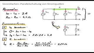 Parallelschaltung von Stromquellen zusammenfassen  Quellenstrom und Innenwiderstand [upl. by Ker]