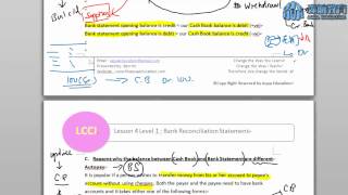 淼航教育 Aqua Education  LCCI Lesson 4 Part 1  Bank Reconciliation Statement [upl. by Bern]