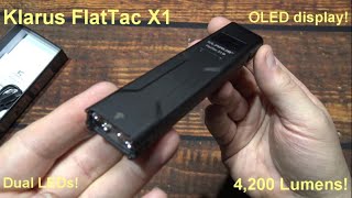 Klarus FlatTac X1E Flashlight Kit Review Dual Luminus SST70 LEDs OLED Display 4200 Lumens [upl. by Lindholm780]