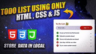CREATE A STUNNING TODO LIST USING HTML CSS JS AND SAVE IT LOCALLY✨ [upl. by Dolly]