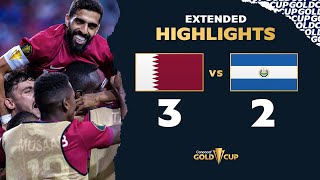 Extended Highlights Qatar 32 El Salvador  Gold Cup 2021 [upl. by Yecnay]