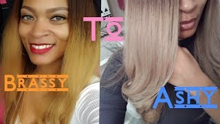 TONING MY BRASSY HAIR WITH WELLA T14 HOW TO [upl. by Byrn]