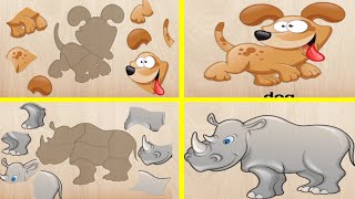 rhinocers and dog cartoon puzzle game for kidscartoon puzzle gamecartoonpuzzleviral [upl. by Initof641]