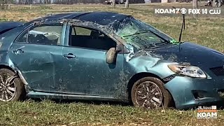 Car goes off 171 overturning into field near Carl Junction [upl. by Dodd]