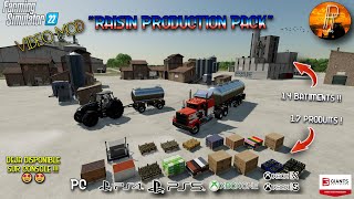 VIDEO MOD FS22 17 produits 14 batiments1 mod  RAISIN PRODUCTION PACK PS5 FARMING SIMULATOR 22 [upl. by Hedges]