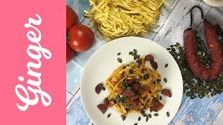 Spanish Chorizo Tagliatelle  CHORIZO PASTA [upl. by Eintruok247]