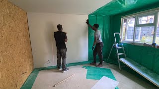 Installing a vapour barrier and plasterboard [upl. by Morrill392]