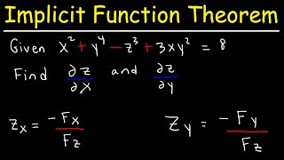 Implicit Differentiation With Partial Derivatives Using The Implicit Function Theorem  Calculus 3 [upl. by Eical]