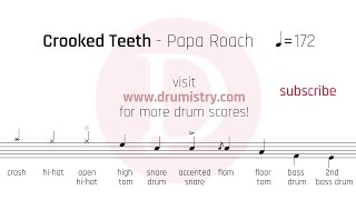 Papa Roach  Crooked Teeth Drum Score [upl. by Meletius]