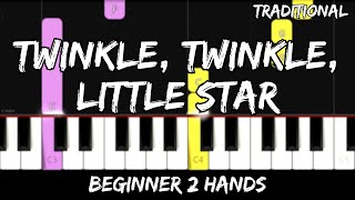 Twinkle Twinkle Little Star  Easy Beginner Piano Tutorial  For 2 Hands [upl. by Aivizt]