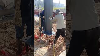 Steel structure pillar installation process for the factory [upl. by Kahcztiy142]