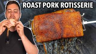 How to Make Roast Pork Loin on a Charcoal Rotisserie With Crispy Pork Crackling [upl. by Ardie]