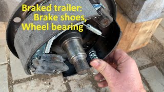 Braked trailer KNOTT replacing brake shoes wheel bearing adjusting [upl. by Aihsat]