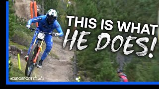 quotThe One Man Wrecking Ballquot  UCI Mountain Bike Mens Downhill  Eurosport [upl. by Lunna777]