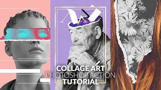 Collage Art Photoshop Action  Tutorial [upl. by Hecklau]