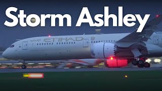 Storm Ashley at Manchester Airport 🌬️🛬 [upl. by Khan]