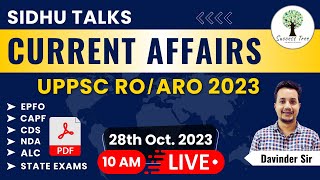 Sidhu Talks  Current Affairs  For UPSC EPFO APFC ALC amp ESIC  28th Oct 2023  By Davinder Sir [upl. by Arber207]