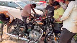 New battalion black 350 bullet bike modifications in Karol Bagh automobile bulletvlog [upl. by Coppins]