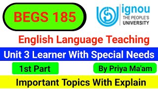 BEGS 185 Unit 3  English Language Teaching  BEGS 185 Important Question With Answer  Begs Ignou [upl. by Ariahay295]