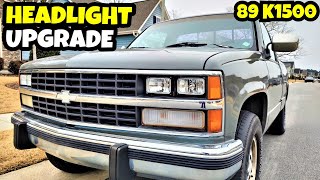 89 Chevy Truck headlight upgrade with replaceable bulbs [upl. by Abebi685]