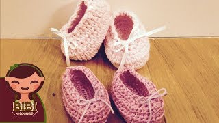 Como hacer zapatos para bebe en Crochet de 0 a 3 Meses de edad  Bibi Crochet [upl. by Marlin]