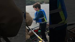 CARSEN jigged up his first LAKE TROUT bass laketrout fishing outdoors lake boat fypシ carsen [upl. by Morty]