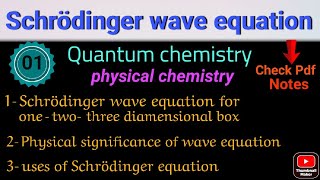 Schrödinger equation  For one two and three diamensional box •MSc first semester•PHYSICAL CHEMISTRY [upl. by Yregerg]