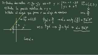 27 Geometría analítica examen 1 ejercicio 3 posición relativa ángulo con el eje X [upl. by Ahsekam]