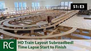 S1 E3 Giant HO Scale Train Layout Update Subroadbed Installation [upl. by Nuhsal]