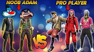 NOOB ADAM  Oggy Shinchan ⚡VS⚡ PRO PLAYERS With Break Dancer Bundle Criminal  Free Fire [upl. by Eimarrej]