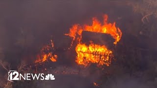 Homes threatened evacuations set due to Rose Fire near Wickenburg Watch live here [upl. by Akinimod]