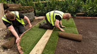 How to lay new grass TURF  Turfing a lawn UK [upl. by Yxor]