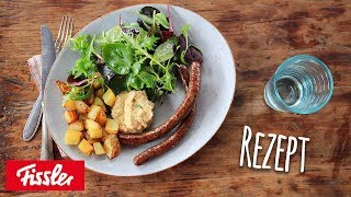 Gebratene Merguez mit EstragonHoummus Wildkräutersalat und Röstkartoffeln [upl. by Worden]