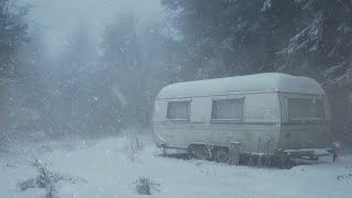 Winter Blizzard Ambience in Campervan  Chilly Ambience for Sleep and Rest [upl. by Kilroy]