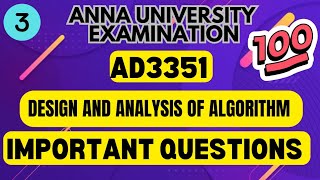 AD3351Design And Analysis Of AlgorithmsImportant Questions 💯💯💯Toppersacademytamil [upl. by Akkinahs]