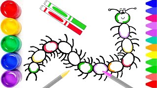 How to Draw a CENTIPEDE  Learn to Draw and Color a Millipede Easy for Kids  Drawing a Centipede [upl. by Claire]