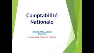 Comptabilité Nationale Chapitre 2 Partie1 Les acteurs [upl. by Kusin]